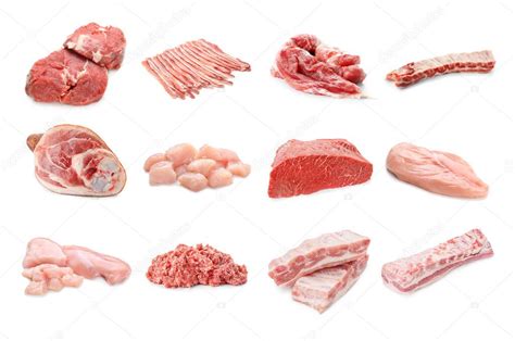 Carnes crudas de diferentes tipos y colores