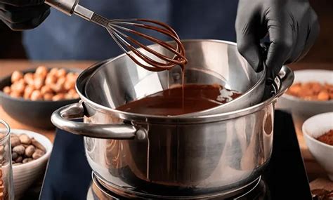 Chocolate y mantequilla derritiéndose a baño maría