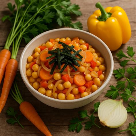 Garbanzos en escabeche con palmitos y alga nori