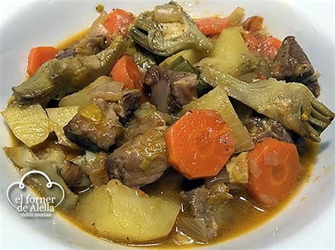 Ingredientes para estofado de cerdo con alcachofas