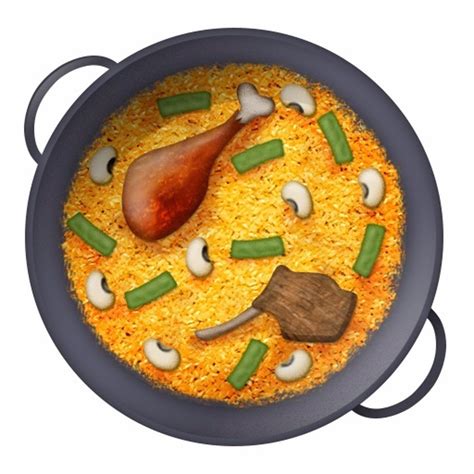Emoji de paella con los ingredientes tradicionales
