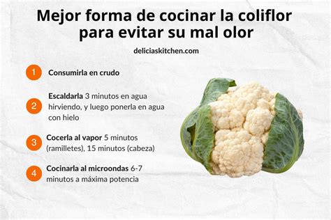 Esquema de trucos para eliminar el olor de la coliflor al cocinar