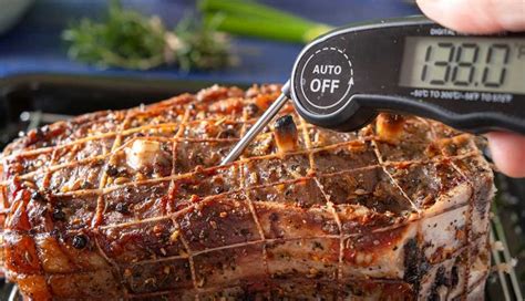 Termómetro de carne mostrando la temperatura de cocción segura