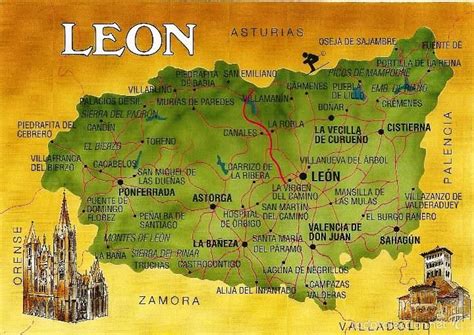 Mapa de León con la ubicación de El Bodegón Asturleonés y Casa Aniceto
