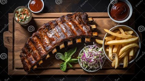 Costillas y patatas listas para servir