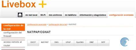 Configuración de reglas NAT/PAP en el router Livebox