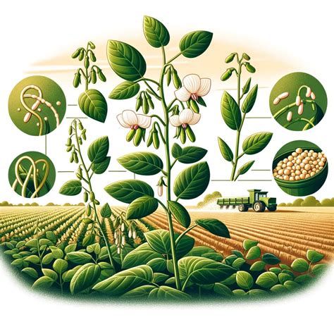 Ilustración de una planta de leguminosa con vainas y semillas (legumbres)