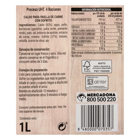 Ingredientes clave del caldo de paella Hacendado