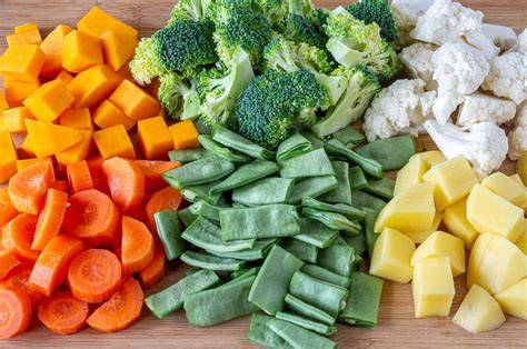 Verduras cocidas y troceadas para el relleno