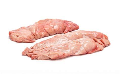 Mollejas de ternera crudas y limpias