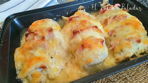 Pollo con beicon y queso en salsa cremosa
