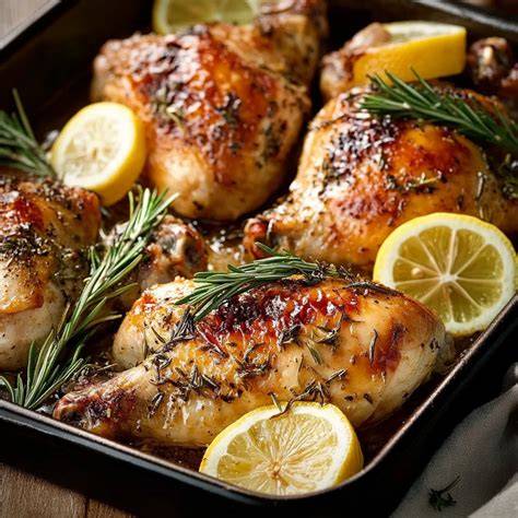 Ingredientes frescos para pollo al horno con limón
