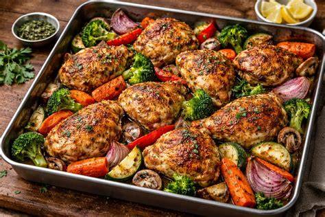 Bandeja de pollo al horno listo para servir