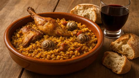 Plato de arroz con conejo y caracoles murciano