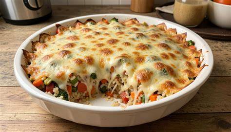 Arroz cremoso con vegetales horneados