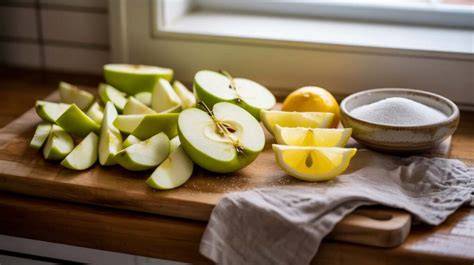 Manzanas frescas y especias para mermelada