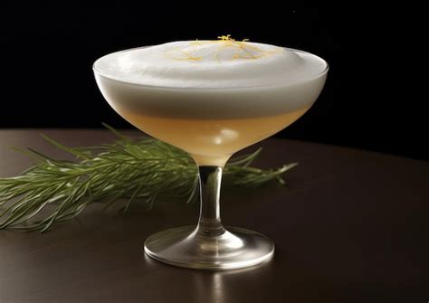 Coctel con espuma de clara de huevo en un vaso elegante