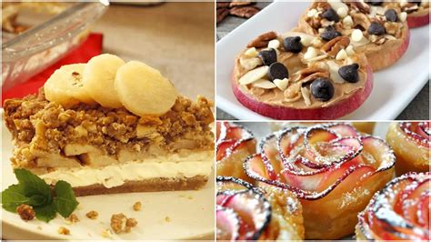 Platos variados con manzana, desde postres hasta ensaladas