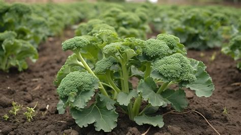Planta de brócoli en campo de cultivo