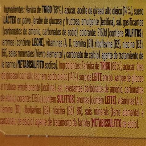 Lista de ingredientes detallada de las galletas Tosta Rica