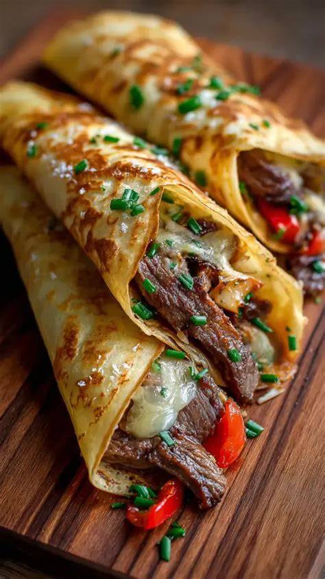Crepes de Philly Cheese Steak listos para servir