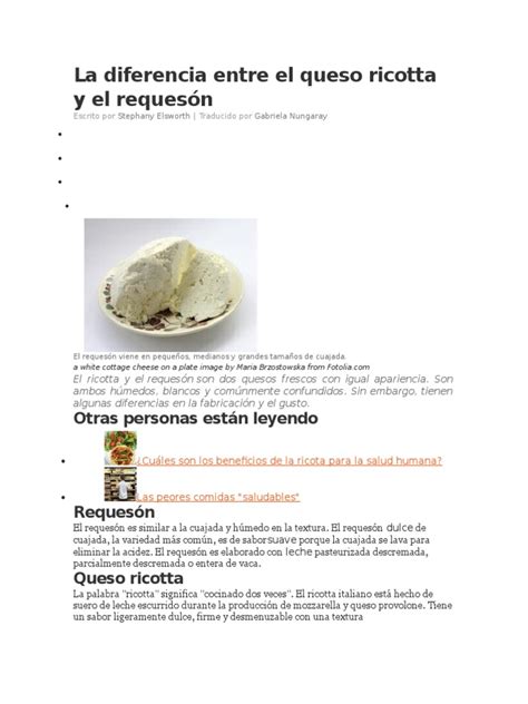Diferencias entre queso ricotta y requesón