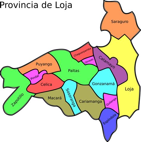 Mapa de las diócesis de Loja y Riobamba en Ecuador