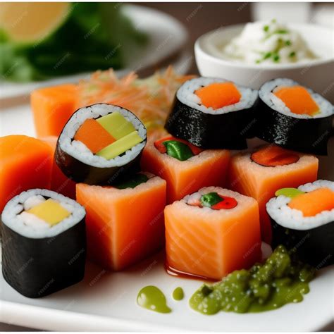 Plato de sushi con mayonesa de kimchi