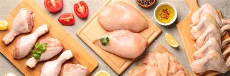 Variedad de cortes de pollo