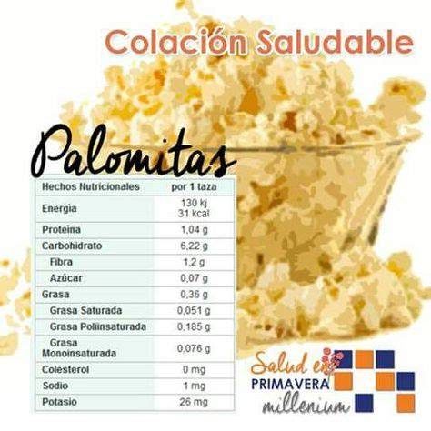 Información nutricional de palomitas dulces