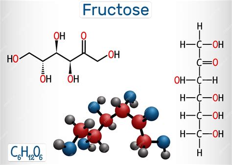 Molécula de fructosa y su estructura química