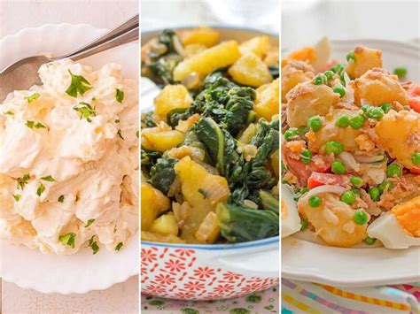 Platos con patatas cocidas
