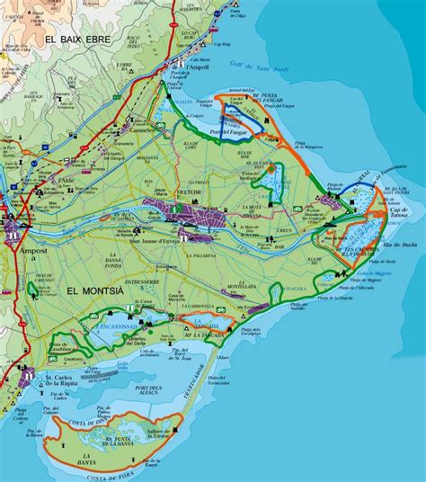Mapa del Delta del Ebro y la Costa Dorada