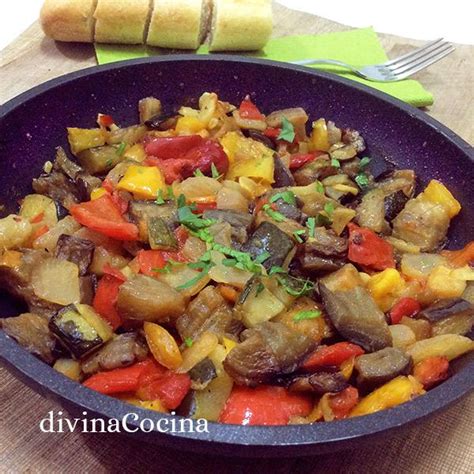 Salteado de berenjena y pimiento