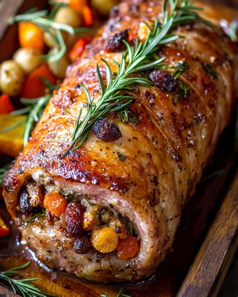 Lomo de cerdo relleno y horneado listo para servir
