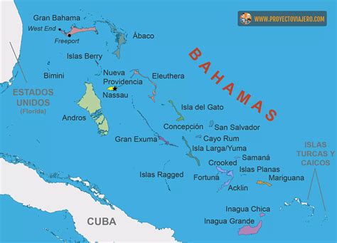 Mapa de las islas Exuma en las Bahamas destacando Big Major Cay (Pig Island)