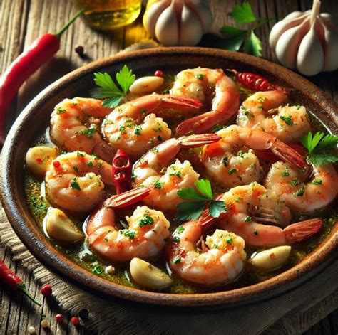 Gambas salteadas con ajo y aceite