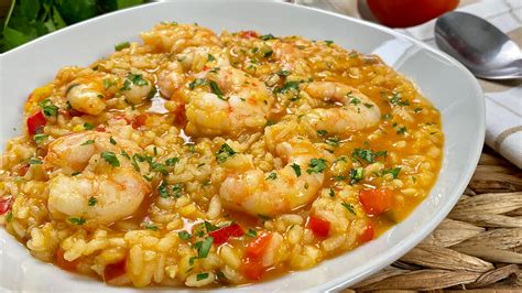 Arroz caldoso con gambas peladas