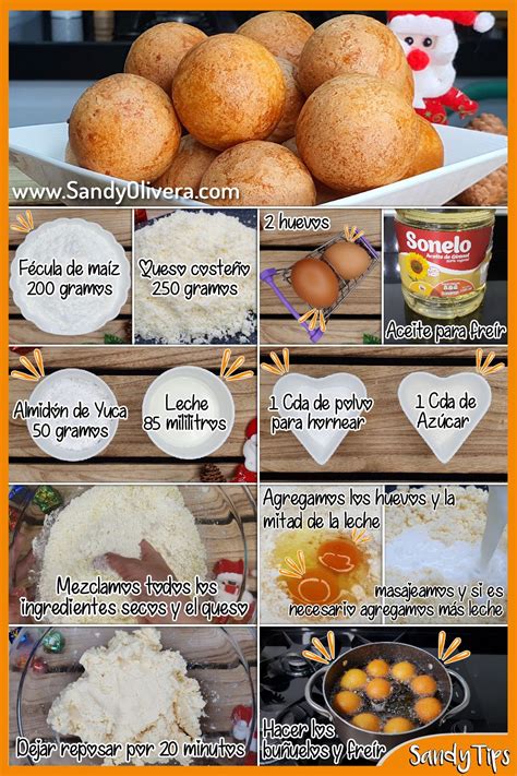 Ingredientes para buñuelos colombianos: queso, fécula de maíz, azúcar, huevo, mantequilla, bicarbonato de sodio, sal, leche