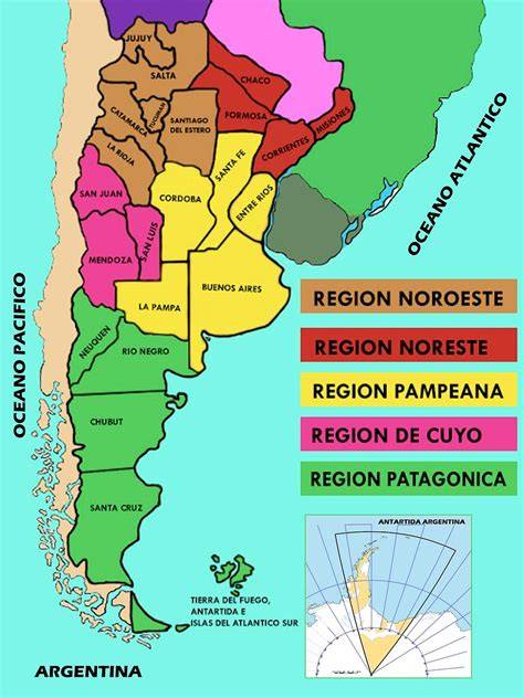 Mapa de Argentina con las variedades regionales de empanadas
