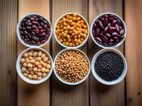variedad de legumbres frescas y cocidas sobre una mesa de madera
