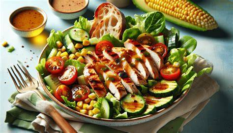 Ensalada fresca con pollo a la parrilla