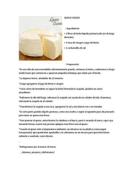 ingredientes básicos para el queso casero