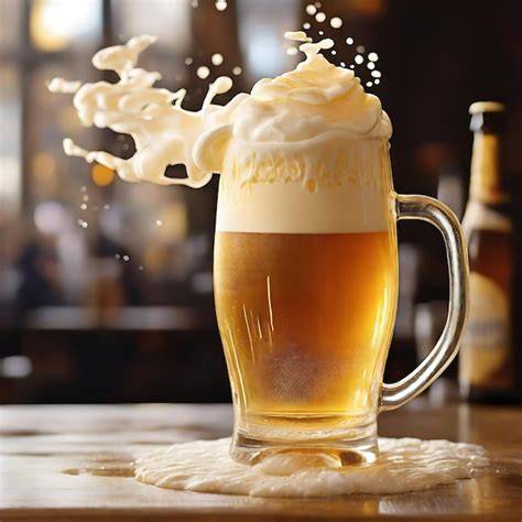Detalle del color dorado y la espuma cremosa de La Goudale en una copa