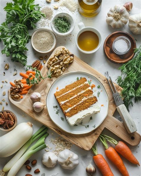 Ingredientes frescos para el bizcocho de zanahoria