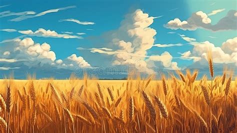Ilustración de un campo de trigo maduro