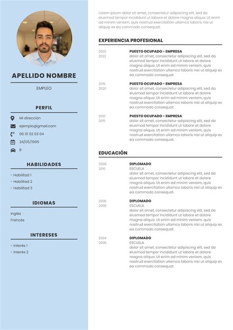 Ejemplo de CV creado con plantilla