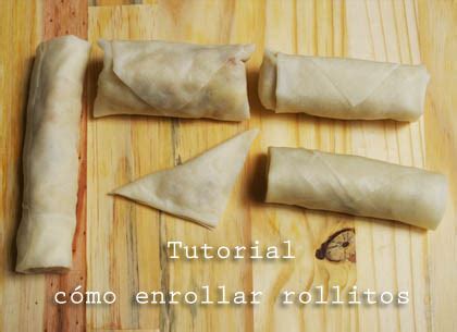 Diagrama de la técnica correcta para enrollar rollitos de primavera