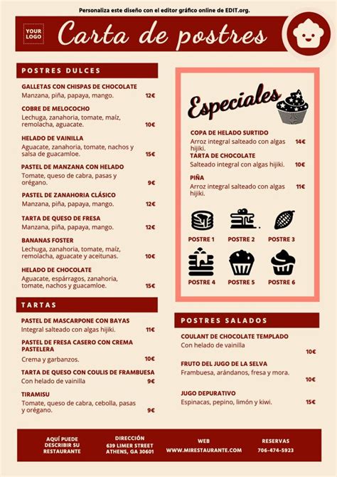 Diseño de carta de postres