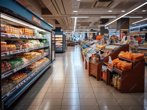 Interior de un supermercado Dia con góndolas organizadas
